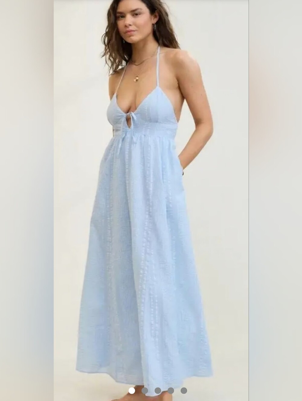 Aerie Searsucker Halter Maxi Dress.